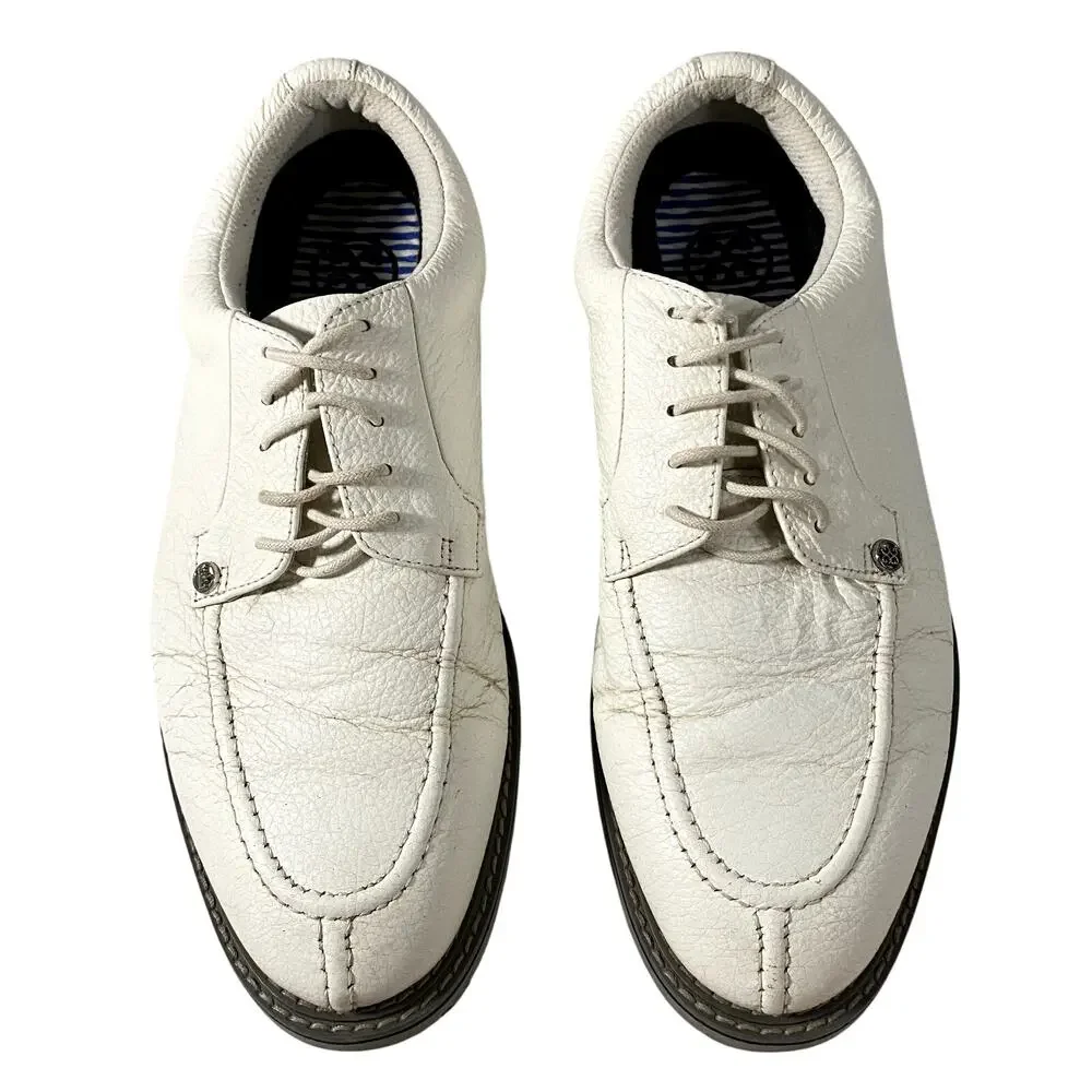 G/Fore GFORE Snow White Pebble Leather Split Toe Golf Shoes Mens Size 10.5